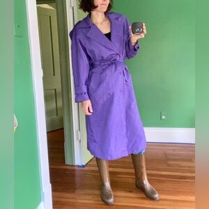 Vintage 80s ELCO Belted Purple Trench Coat Small Medium